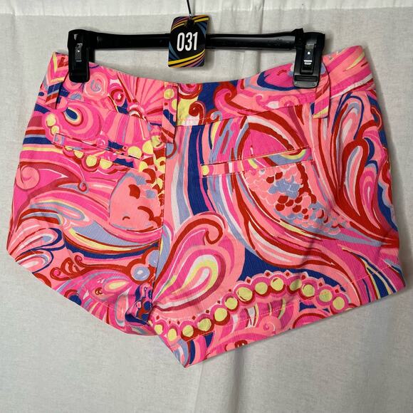 Lilly Pulitzer Walsh Shorts Reef Retreat Pattern Size 2 Pink and Blue Watercolor - Picture 4 of 10
